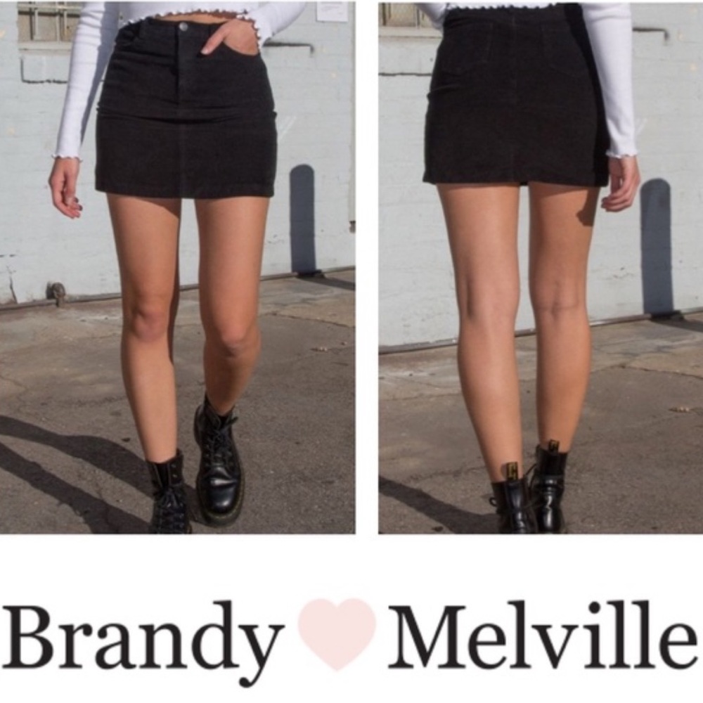 Brandy Melville Juliette Black Corduroy Mini Skirt